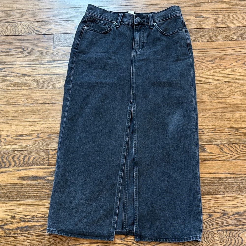 Madewell Black Denim Midi Skirt, 23